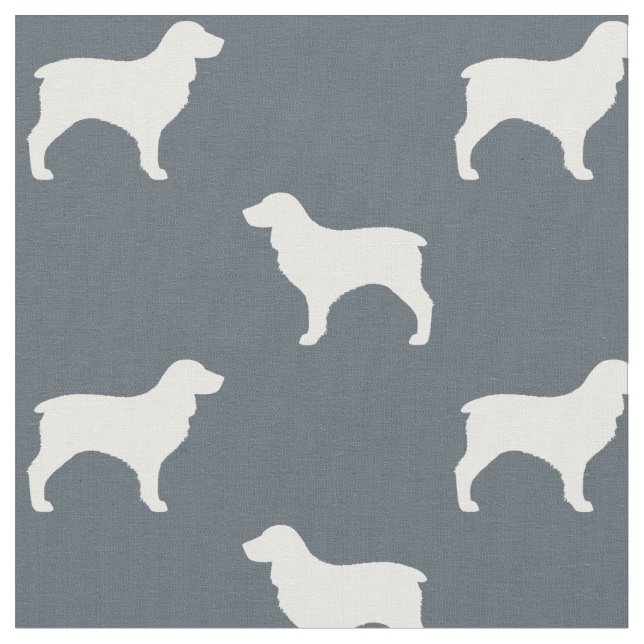 Boykin Spaniel Dog Breed Silhouettes Patterned Fabric (Close Up)