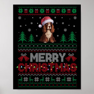 Boykin Spaniel Dog Lovers Santa Hat Christmas Tree Poster