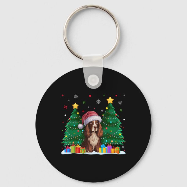 Boykin Spaniel Dog Lovers Santa Hat Ugly Christmas Keychain (Front)