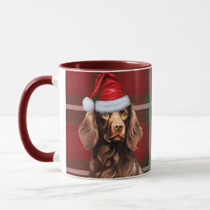Boykin Spaniel Dog Red Holiday Plaid Christmas Mug