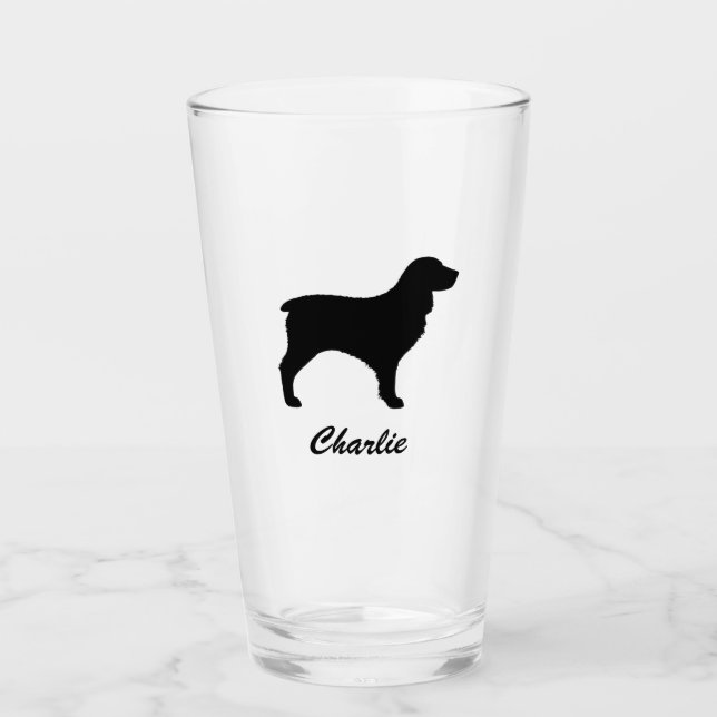 Boykin Spaniel Dog Silhouette Personalized Glass (Front)