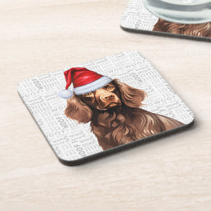 Boykin Spaniel Dog Woof Word Art Holiday Coaster