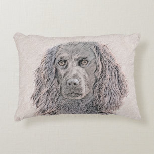 Boykin Spaniel Painting - Cute Original Dog Art Accent Pillow