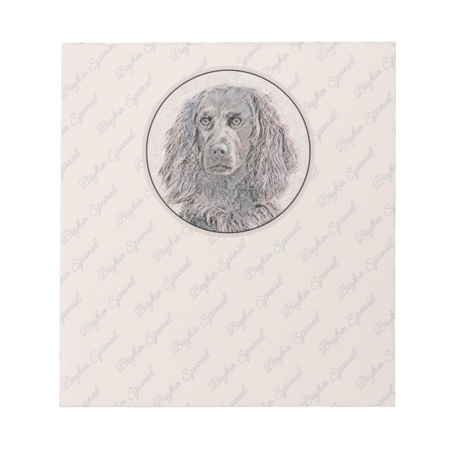 Boykin Spaniel Painting - Cute Original Dog Art Notepad (Front)