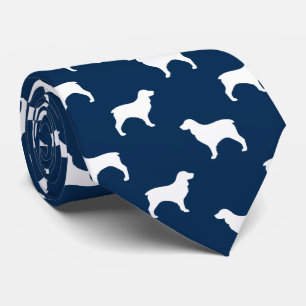 Boykin Spaniel Silhouettes Pattern Blue Tie