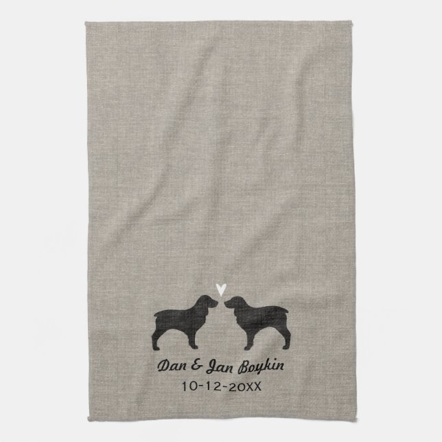 Boykin Spaniel Silhouettes with Heart Kitchen Towel (Vertical)