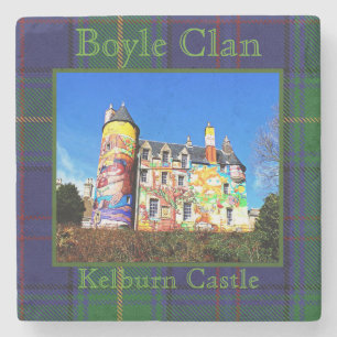 Boyle Scottish Clan's Kelburn Castle Photo Tartan Stone Coaster