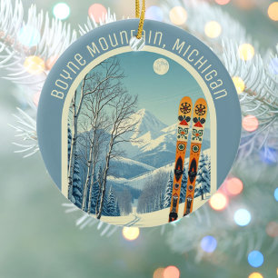 Boyne Mountain Michigan ski souvenir  Ceramic Ornament
