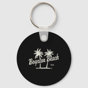 Boynton Beach Florida Vintage 70s Palm Trees Graph Keychain