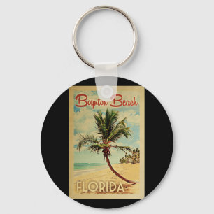 Boynton Beach Palm Tree Vintage Travel Keychain