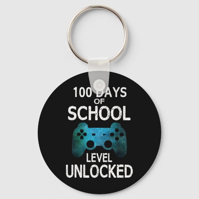 Boys 100 Days Of School Gamer Video Games Level Un Keychain (Front)