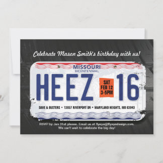 Boy's 16th Birthday Missouri License Invite