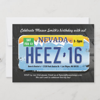 Boy's 16th Birthday Nevada License Invite