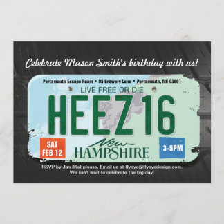 Boy's 16th Birthday New Hampshire Invitation