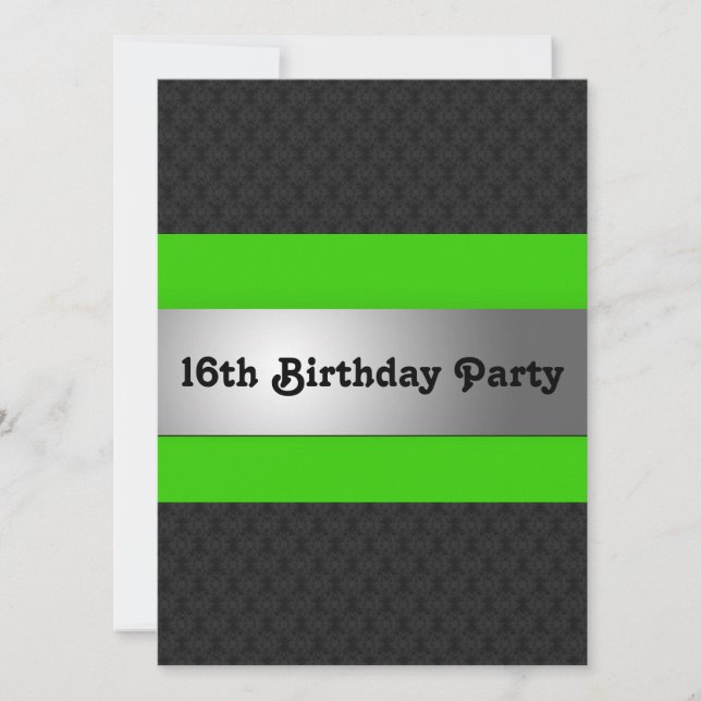 Boy's 16th Birthday Party Invite (Front)
