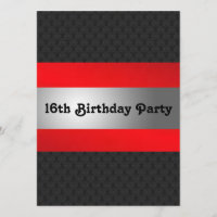 Boy's 16th Birthday Party Invite
