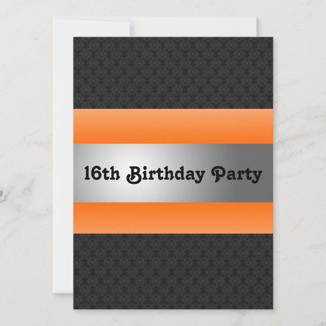 Boy's 16th Birthday Party Invite (Front)