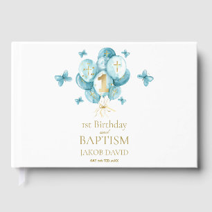 Boys 1st Birthday & Baptism Keepsake Guest Book