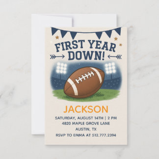 Boy's 1st Birthday First Year Down - Blue Theme Invitation