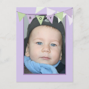 Boy's 1st Birthday Party Banner Photo Invitation Postcard