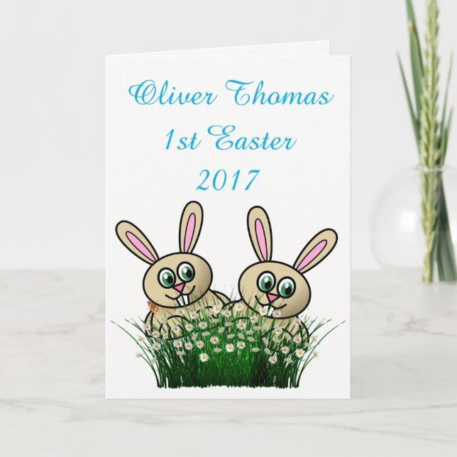 (Boy's) 1st Easter Card. Holiday Card (Front)