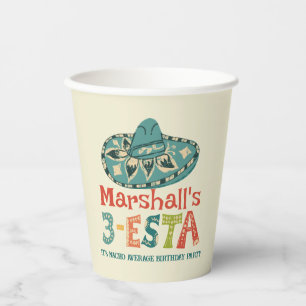 Boys 3-Esta Third Birthday Three Esta Fiesta Paper Cups