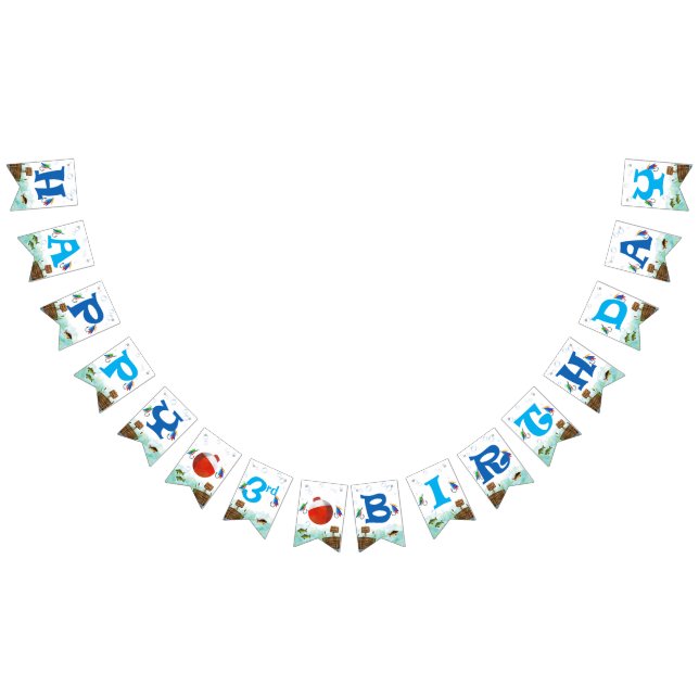 Boys 3rd birthday Fishing themed Happy BIrthday  Bunting Flags (All)
