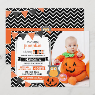 Boys 3rd Birthday Halloween Birthday Invite