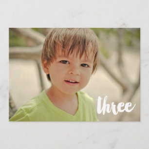 Boys 3rd Birthday Number Three Photo Overlay Invitation