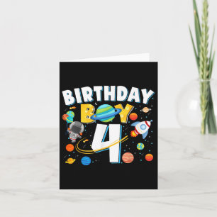 Boys 4th Birthday Astronaut Space Planets Four Yea Card