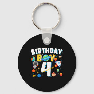 Boys 4th Birthday Astronaut Space Planets Four Yea Keychain
