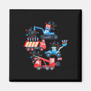 Boys 4th Of July Crane Truck Construction Vehicle  Magnet