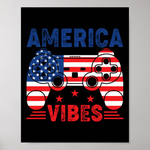 Boys 4th Of July Gamer America Vibes Kids Poster
