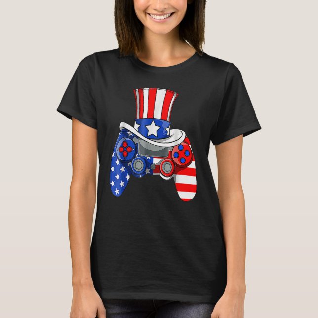 Boys 4th Of July Video Game American Flag Uncle Sa T-Shirt (Front)