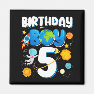 Boys 5th birthday astronaut space planets four magnet