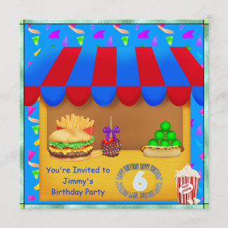 Boys 6th Colourful Birthday Party Invitation