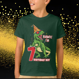 boys 7th Birthday dinosaur  T-Shirt