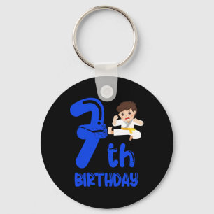 Boy's 7th Birthday Party. Seventh Birthday. Karate Keychain