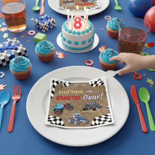 Boy's 8th Birthday Monster Truck Race Theme Napkin