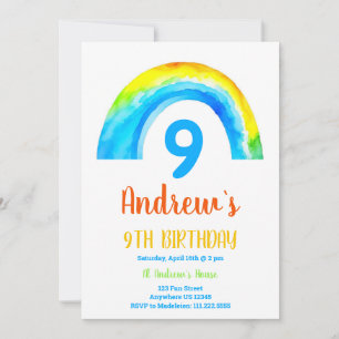Boys 9th birthday  invitation