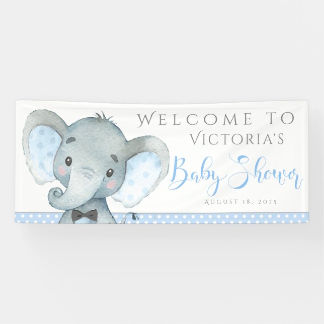 Boys Adorable Elephant Baby Shower Banners (Horizontal)