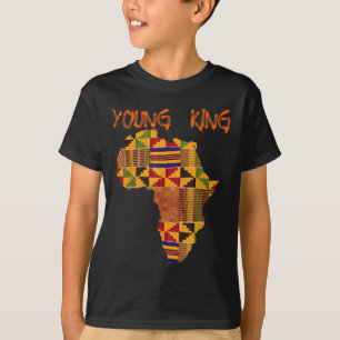 Boys African Kente Print Little Kids with King Ken T-Shirt