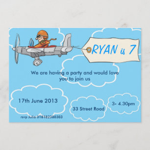 Boys Airplane Birthday Invitation
