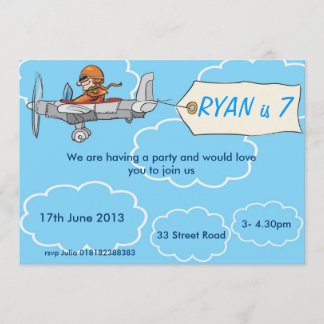 Boys Airplane Birthday Invitation