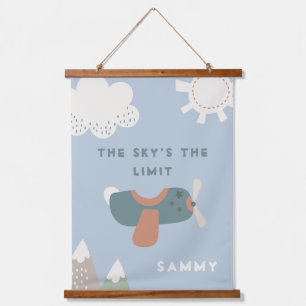 Boys Airplane Sky's the Limit Personalized Hanging Tapestry