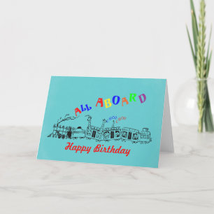 Boys All Aboard Choo Choo Train Birthday Card
