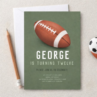 Boys American Football Kids 12th Birthday Invitation
