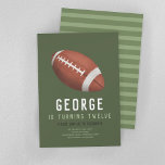 Boys American Football Kids 12th Birthday Invitation<br><div class="desc">This cute and modern sports-themed kids birthday invitation design features an American football cartoon design on a green background. The invite can be personalized with your boys name and other details necessary for your party. The perfect sports-themed addition to your child's party. This invitation is set for a 12th birthday,...</div>