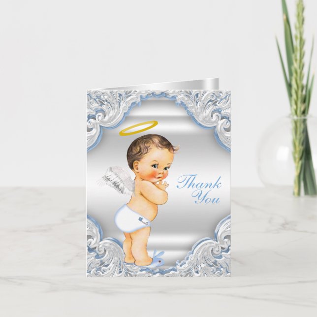 Boys Angel Baptism Thank You (Front)