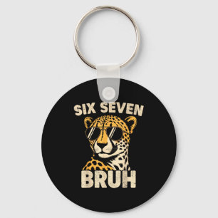 Boys animal print clothes bruh cheetah 67 meme six keychain